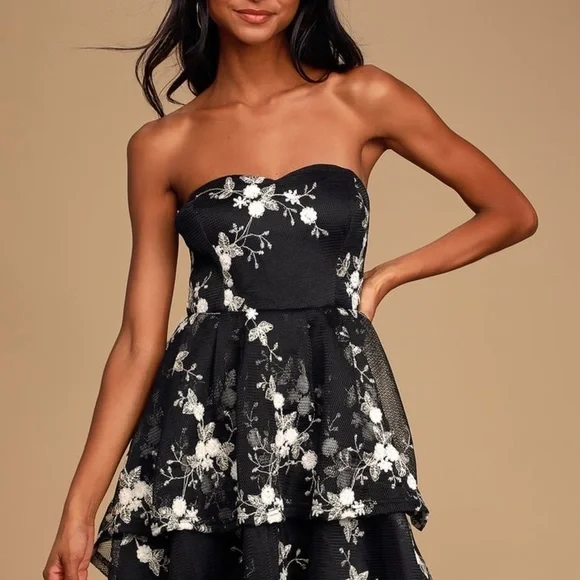 Lulus Floral Embroidered Layered High Low Dress - Picture 6 of 9